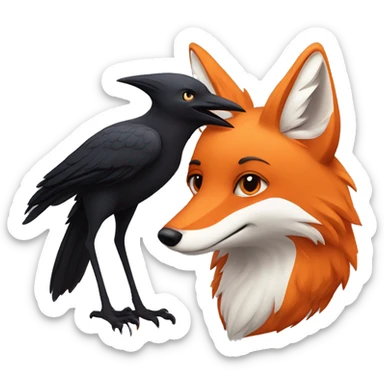 fox and a crow cuddling￼ sticker