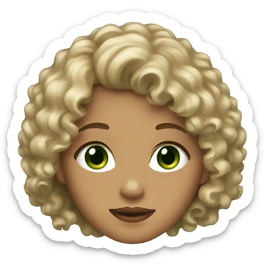 girl with dirty blonde curly hair and green eyes sticker