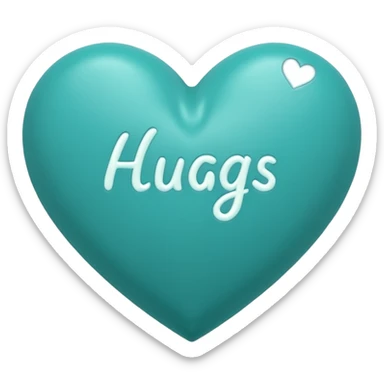 Teal heart hugs with Belles wording sticker