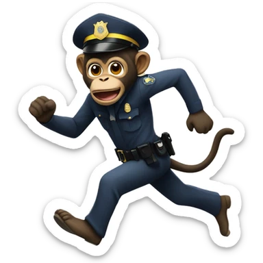 Monkey running from police sticker