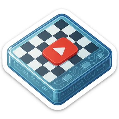 chess board of youtube play button, red YouTube play button, glossy circuit style sticker