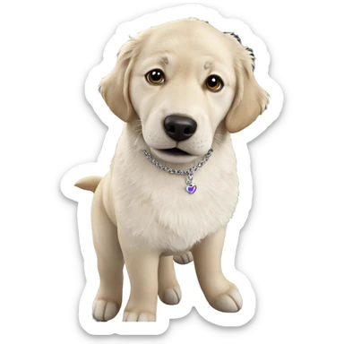 realistic dog wearing necklace sticker