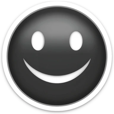 Circle black smiling white face sticker