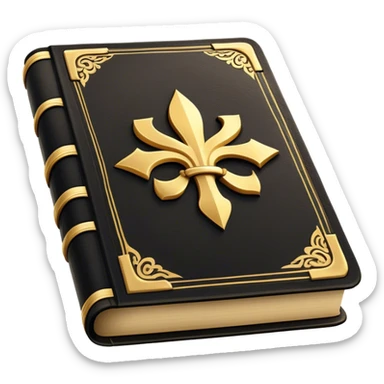 A black and gold book with an aged leather texture, embossed a, silhouette, exuding wisdom, mastery, and the relentless pursuit of greatness. - book of mastery  sticker