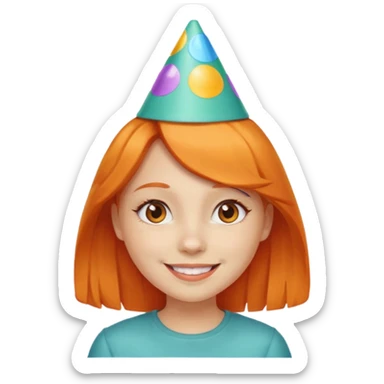 party hatted orange haired girl sticker