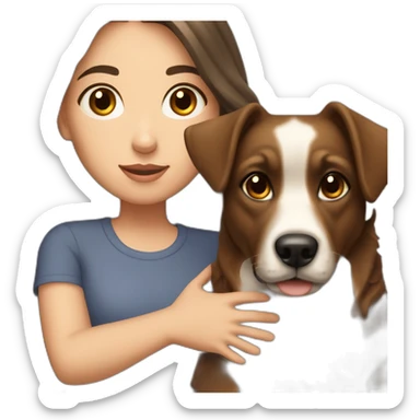 brunette white Girl with a russell dog sticker