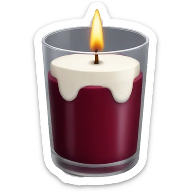 Dark red velvet candle in a glass sticker