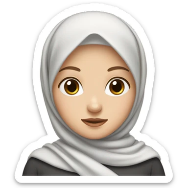 White girl wearing hijab and soft pink bow sticker