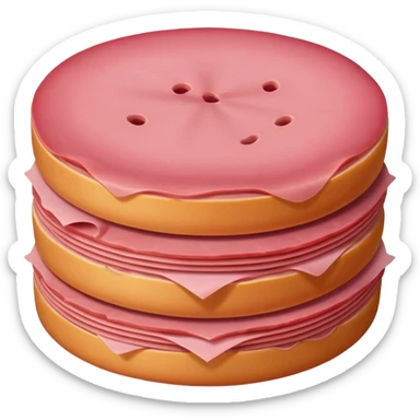 plain round pink bologna slice folded over, emoji style sticker