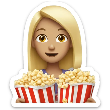 Blonde girl eating popcorn sticker