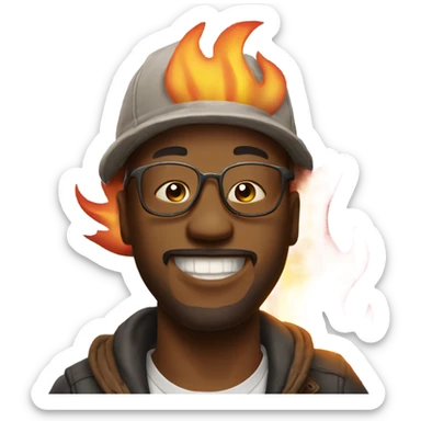 Fire that is humanized into a funky person with cool vibes  sticker