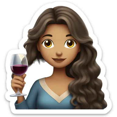 Long-haired Brunette Girl under starry moonlight with wineglass in hand sticker