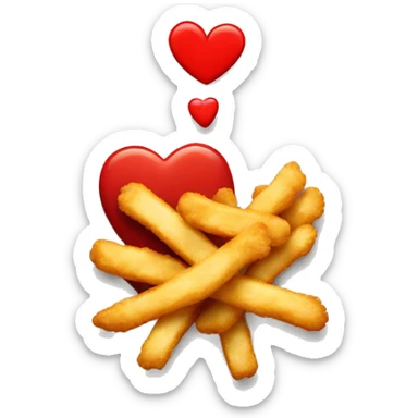 Chicken nuggets and fries with a heart  sticker