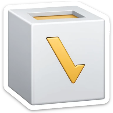 a right mak inside a small square box sticker