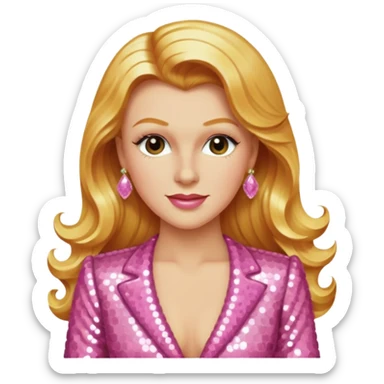 Ginger Rogers with long golden blonde hair, pink sequin outfit  sticker