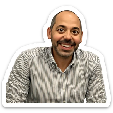 smiling boy in striped shirt sticker