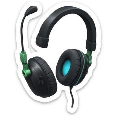 black gamer headphones with a mic sticker