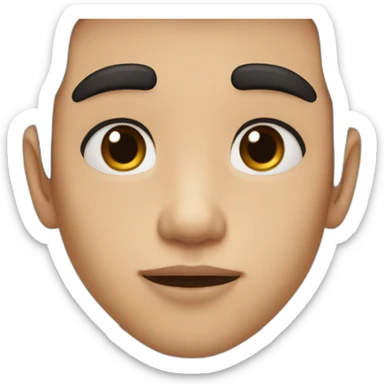 Boy with black hair brown eyes and birthmark on one lip sticker