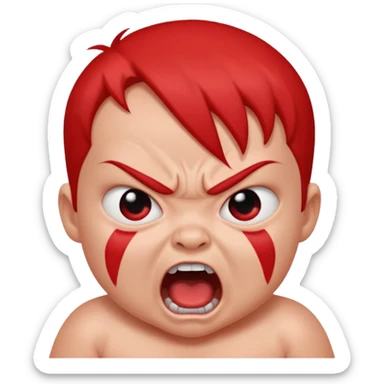 a baby all red red angry face  sticker
