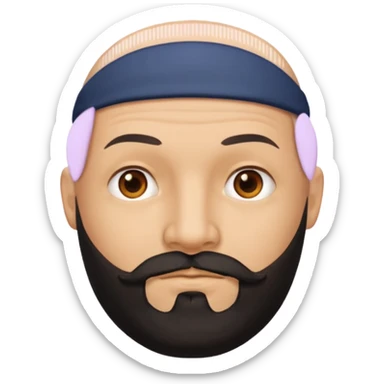 Bald fully 1x1 squared head man with black beard sticker