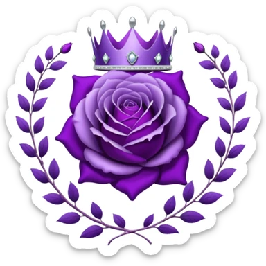 Purple shadow rose silver circle plaque with silver tiara sticker