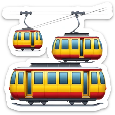 modern cable car, red and yellow cabins sticker