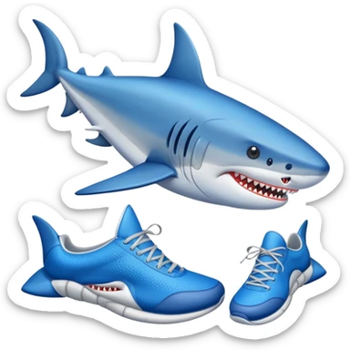 Tiburón con zapatillas azules  sticker