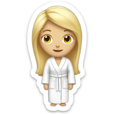 tired blonde woman in white bathrobe sticker