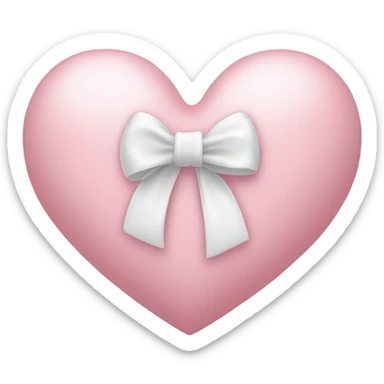 Pastel pink heart with white bow sticker