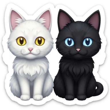 Gato preto do olho amarelo e branco do olho azul juntos um do lado do outro sticker