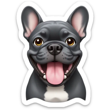 Dark Grey French bulldog smiling face sticker