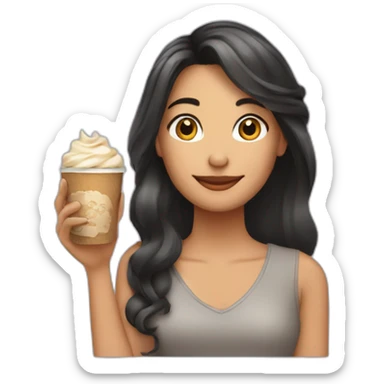 Chica de cabello largo cafe con un movil en la mano sticker