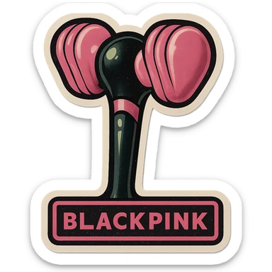 BLACKPINK-inspired retro sticker, black and pink lightstick, iconic and fun, vintage sticker style sticker