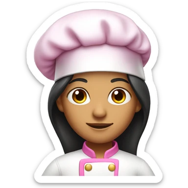 Long black hair olive skin chef with pink and gold clothes sticker