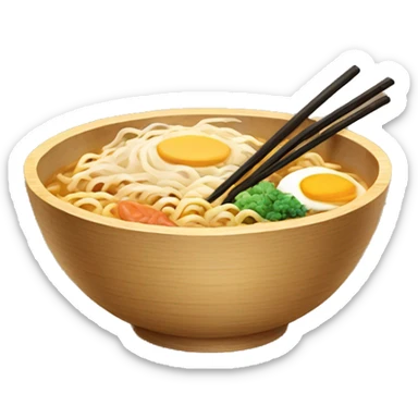 wooden bowl of ramen sticker