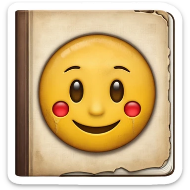 A textbook with the word 'emoji' written on the cover sticker