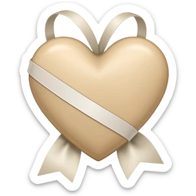 beige heart with white ribbon sticker