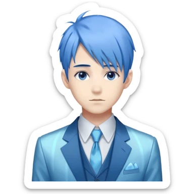ethereal-pastel-transparent-translucent-gorgeous-spectral-dark-greyish-blue-whitish-gloomy-spectral-anime-poltergeist-man-with-blue-hair-with-a-beautiful-suit sticker