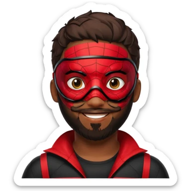Miles Morales with beard, eye mask, low fade sticker