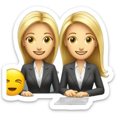 two white business women hr department on table sticker