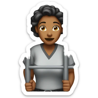 A woman in jail cell  sticker