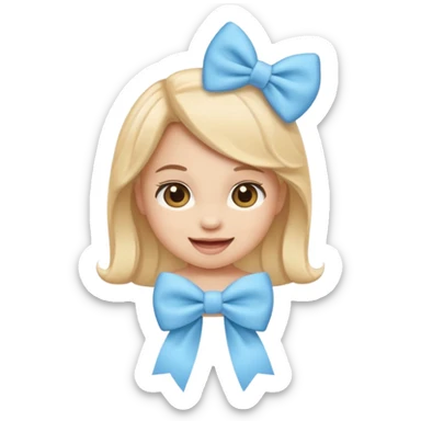 Mache einen coquette emoji ne babyblaue schleife sticker