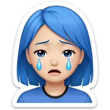 Asian girl crying more like this 😭 make the tears blue make the hair black sticker