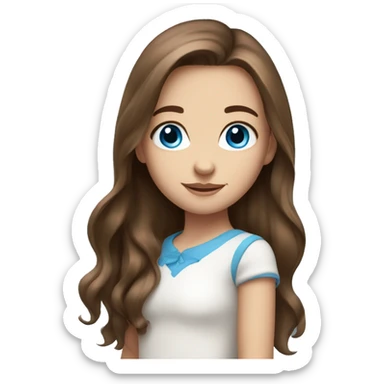 Pretty girl with long brown hair  and blue eyes  sticker