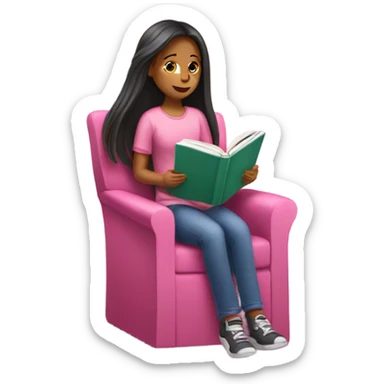 Girl reading pink Book  sticker