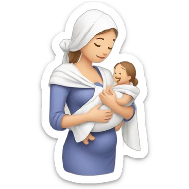 European Babywearing mom with two baby and wrap sticker