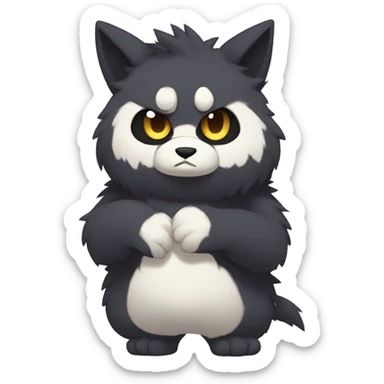 Dark Edgy Cool Shy Grumpy Fluffy FurSona Fakemon Full Body sticker