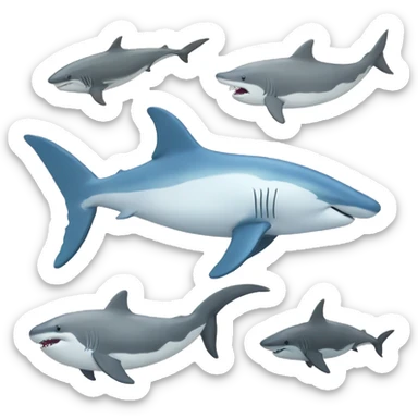 Beluga and shark  sticker