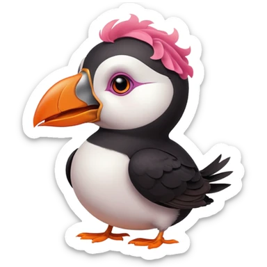 pink puffin angry blow steam nose beak sticker