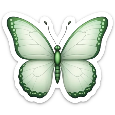 White butterfly with small green accents  sticker